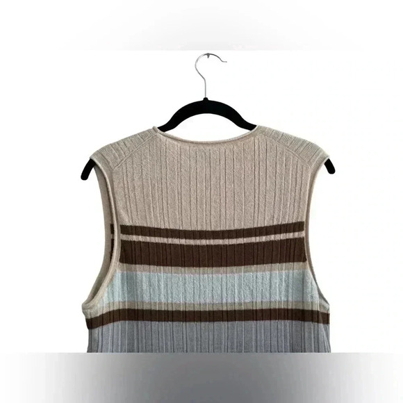 Theory Women's Black and Tan  Knit Wool Crew Neck Sleeveless Top - Picture 7 of 12